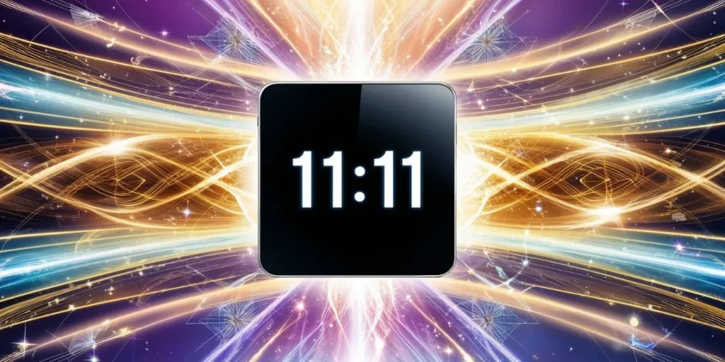 Relógio digital exibindo 11:11, representando sincronicidade e manifestação